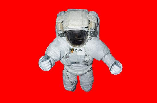 Astronaut isolated on red background 3D rendering elements of this image furnished by NASA