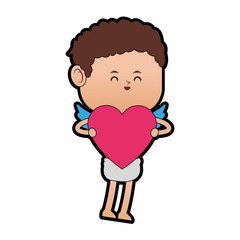 Cupid hugging heart vector illustration graphic design