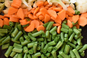Slice piece of beans at kitchen ready for cook. 