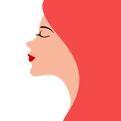 Girl avatar with long hair. Happy women day