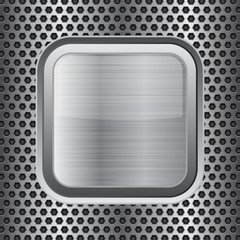 Square chrome button on perforated background