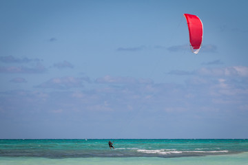 Kite Surfing In Turquoise Waters