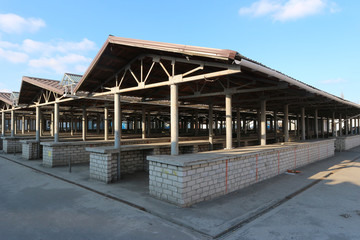 Open market without people and goods