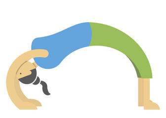 girl is engaged in stretching,physical exercise and warming up of muscles,vector image, cartoon character, flat design