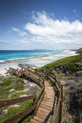 Fototapeta na wymiar Western Australia – rough costline with stairway to the beach