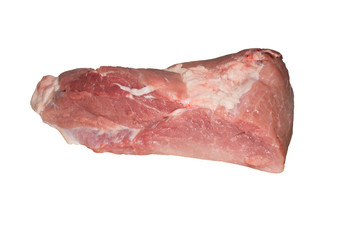 piece of pork meat on white isolated background