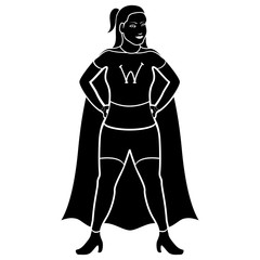 Fototapeta na wymiar Superwoman cartoon character silhouette