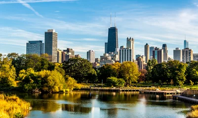 Foto op Plexiglas Chicago Skyline vanuit Lincoln Park © LevKPhoto
