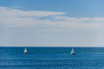 Luxury yachts at Sailing regatta in Santa Barbara