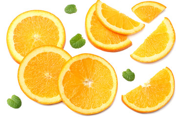 healthy food. sliced orange isolated on white background top view