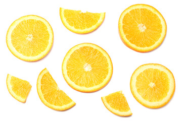 Fototapeta premium healthy food. sliced orange isolated on white background top view