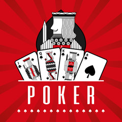 deck of card casino poker king spade red rays background vector illustration
