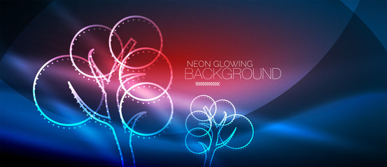 Vector neon glowing tree background