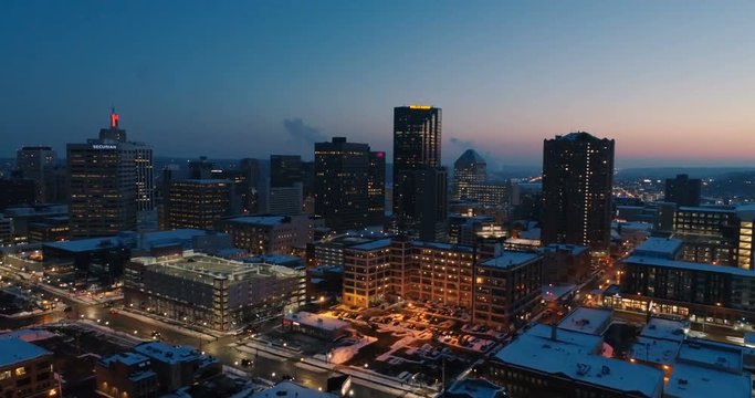 Saint Paul, MN at Dusk - Aerial Cityscape