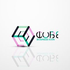 Cube idea concept logo, line