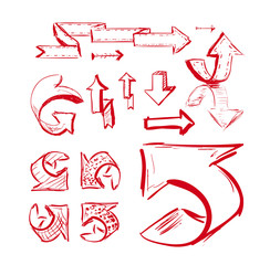 Hand drawn highlighter elements. arrows