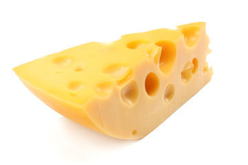 piece of cheese isolated on white background
