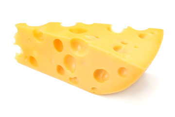 piece of cheese isolated on white background