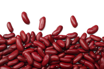 red kidney beans isolated on white background. top view