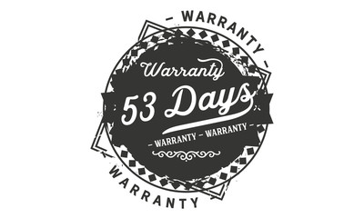 53 days warranty icon vintage rubber stamp guarantee