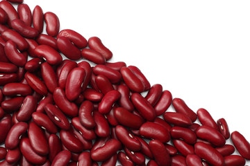 red kidney beans isolated on white background. top view