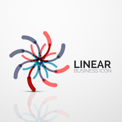 Outline minimal abstract geometric linear business icon made of line segments, elements
