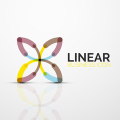 Outline minimal abstract geometric linear business icon made of line segments, elements