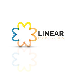 Abstract flower or star, linear thin line icon. Minimalistic business geometric shape symbol created with line segments