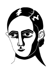 black and white portrait of a woman