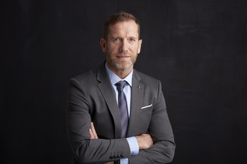 Executive senior businessman portrait. Middle aged financial director business man wearing suit and...