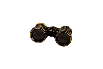 Vintage binoculars on a white background close-up. There is a way.