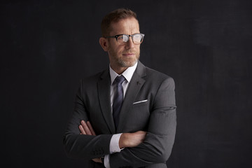 Executive senior businessman portrait. Middle aged financial director business man wearing suit and...