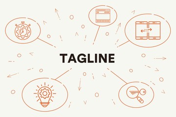Conceptual business illustration with the words tagline