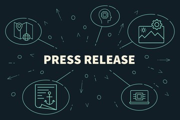 Conceptual business illustration with the words press release