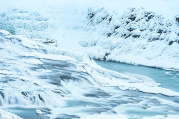 gullfoss waterfall, one the golden circle landmarks at Iceland 