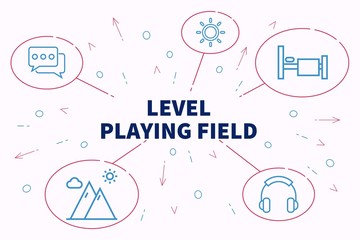 Conceptual business illustration with the words level playing field