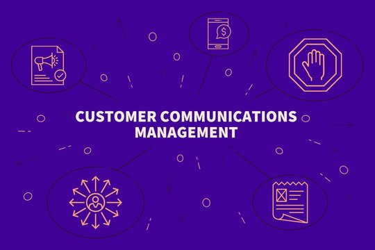 Conceptual business illustration with the words customer communications management