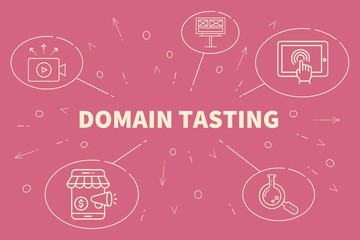 Conceptual business illustration with the words domain tasting