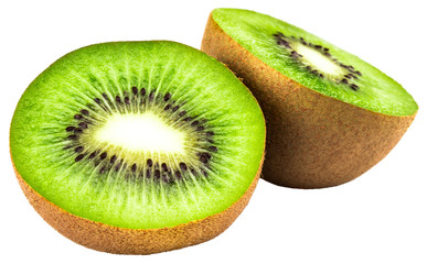 Slice of kiwi isolated on white background