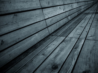 wooden bench in black and white