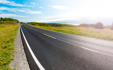Empty road. Auto travel in Norway, Europe