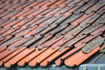 Old stone tiled roof in Norway, Europe