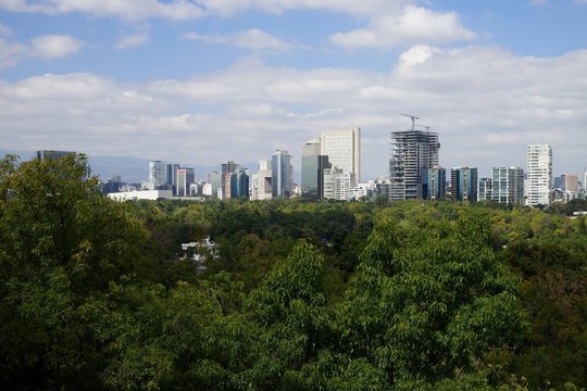 View of Mexico City from Bosque de Chapultepec city park