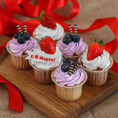 six cupcakes for March 8.