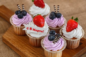 six cupcakes for March 8.