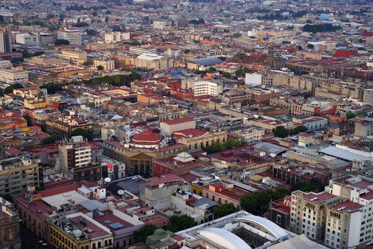 Aerial view of Mexico City center, Mexico