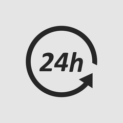 24 hours icon. 24 hours vector isolated. Flat vector illustration in black. EPS