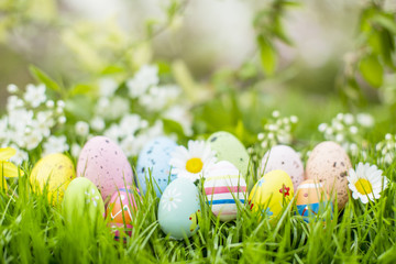 Osternest auf Blumenwiese 