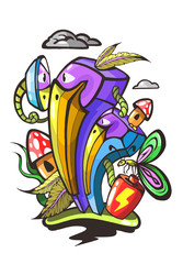 abstract illustration with birds