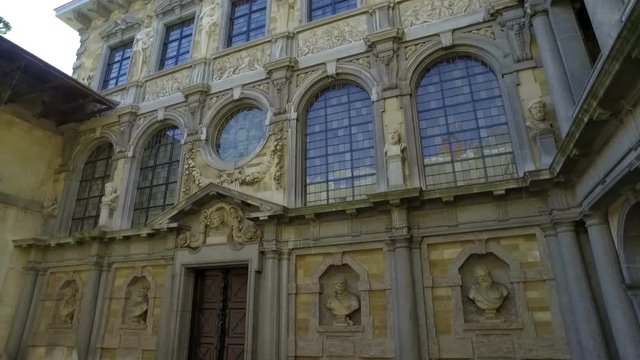 Facade of the Rubens house in Antwerp, Belgium on a sunny day.